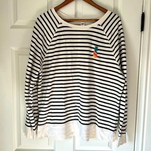 Stripe Crewneck Sweatshirt with embroidered pineapple